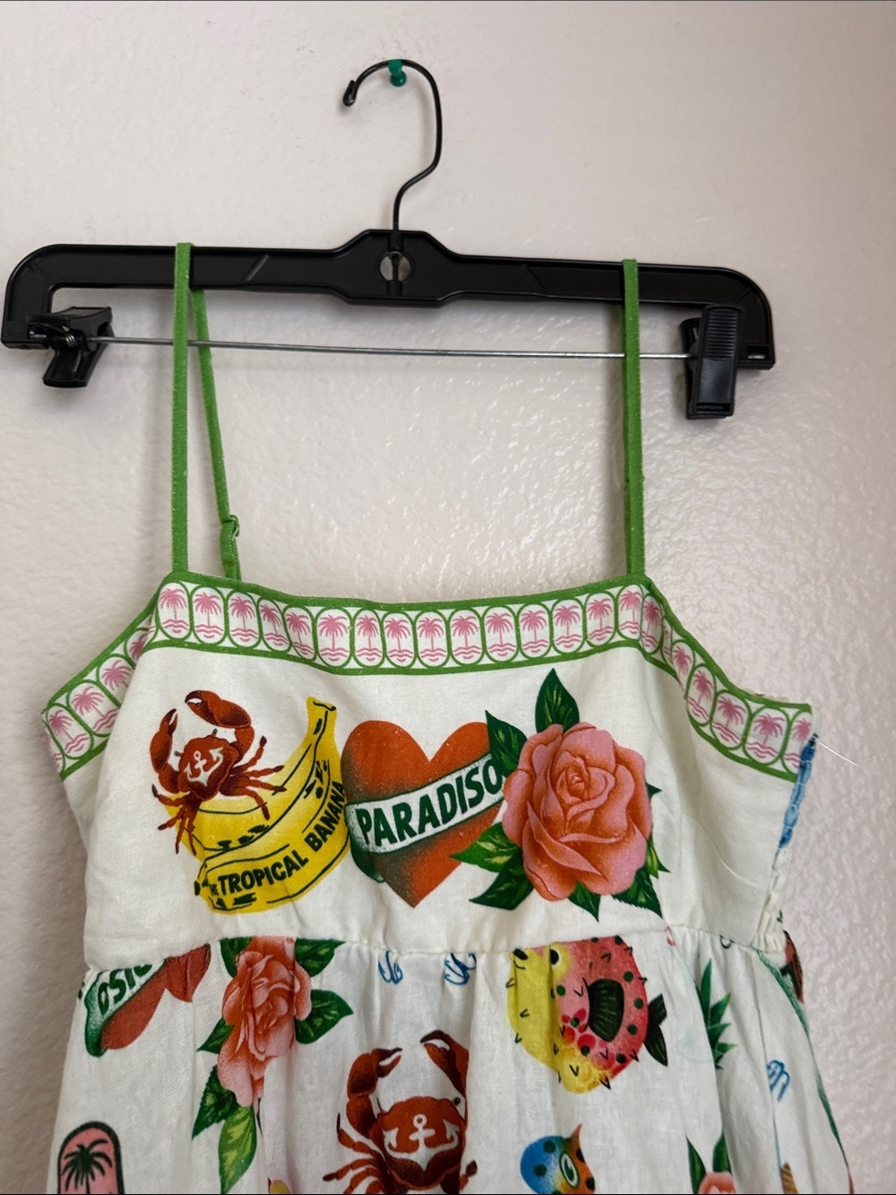 Anthropologie linen white Maxi Sundress Multi-Color Tropical Print pockets XS - Picture 4 of 13